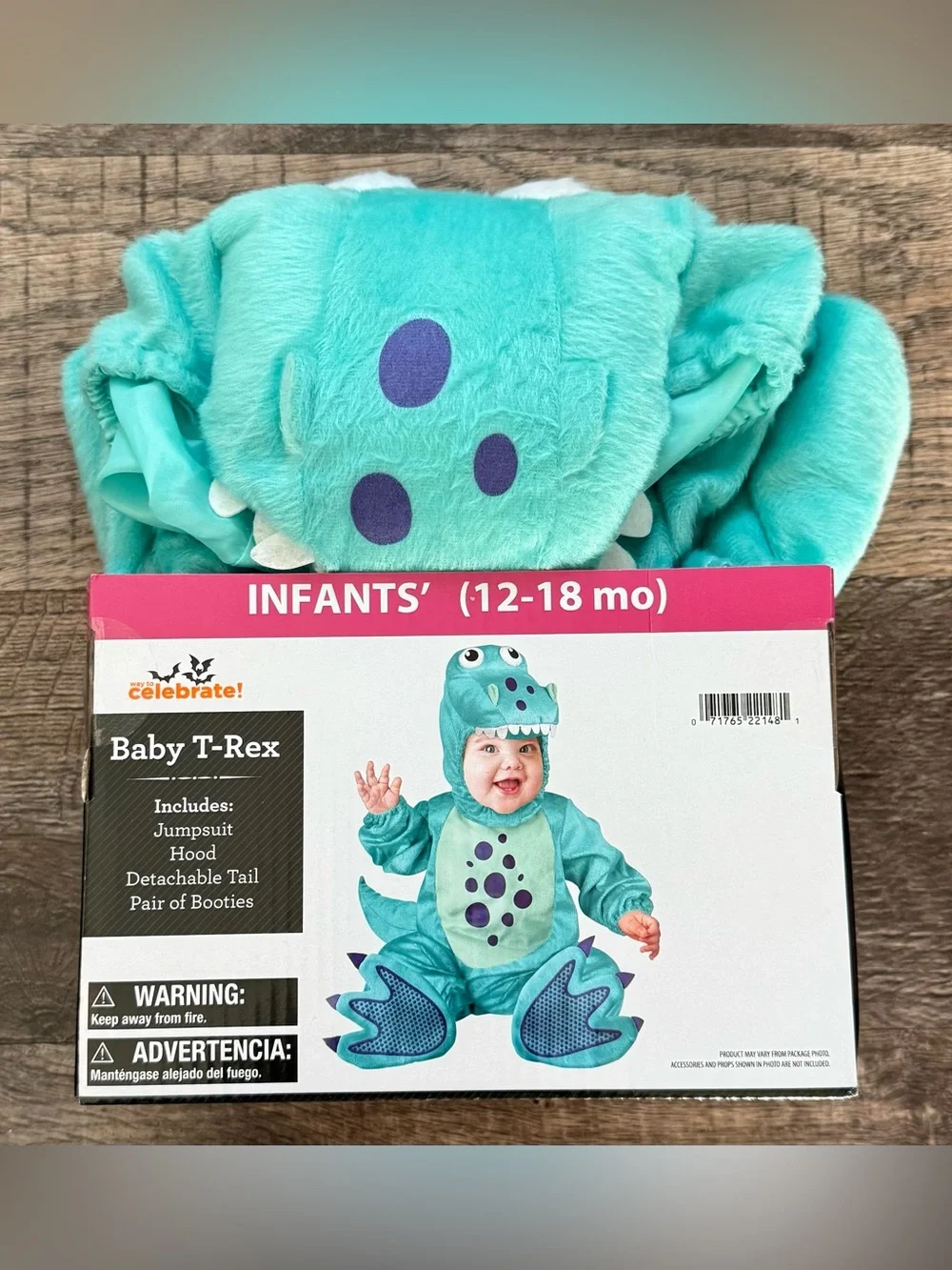 NEW Baby Dinosaur T-Rex Blue Infant Halloween Costume 12-18 Months Unisex